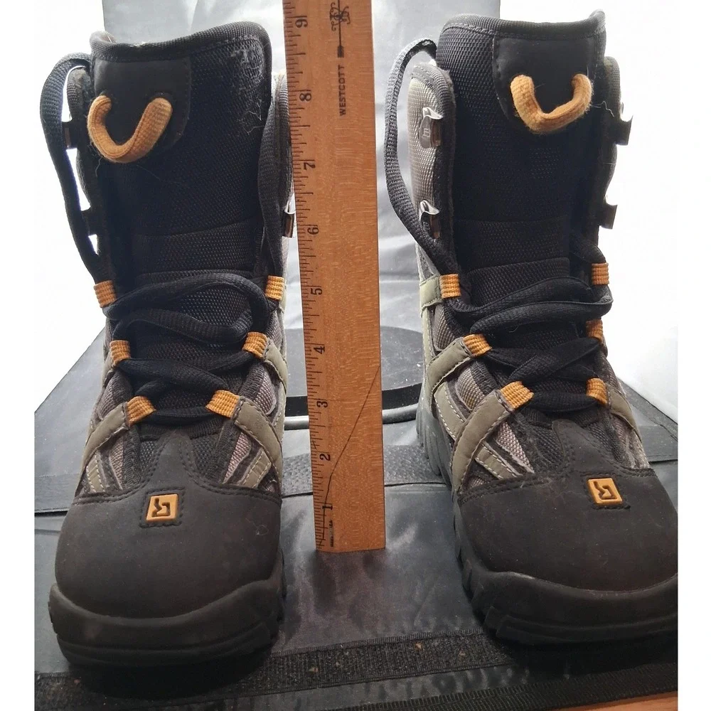Burton Youth Snowboard Boots Black Grey Orange Size 1 Kids Lace Up Winter Sports